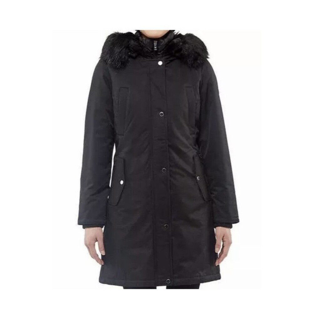 NWT 1 Madison Expedition All Black Parka with Faux Fur Hood Small
